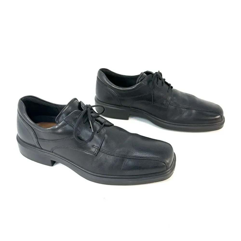 ECCO Helsinki 2 Bicycle Toe Black Lace Up Dress Shoes Men's Size 44 EU